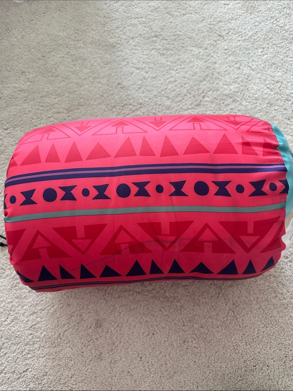 NWT Sleeping Bag - Marmot Pink Geometric Stuff Sack with Navy Trim - Picture 5 of 5
